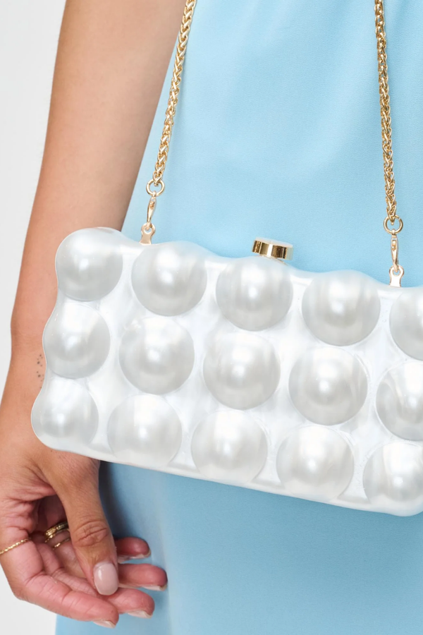 Waverly Acrylic Clutch in Ivory