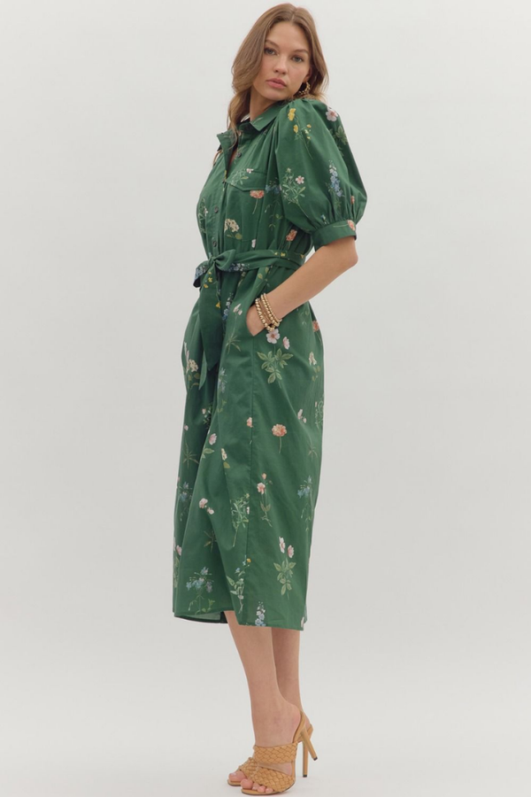 Caroline Floral Tie Waist Midi Dress
