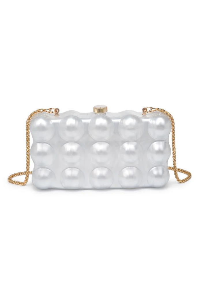 Waverly Acrylic Clutch in Ivory