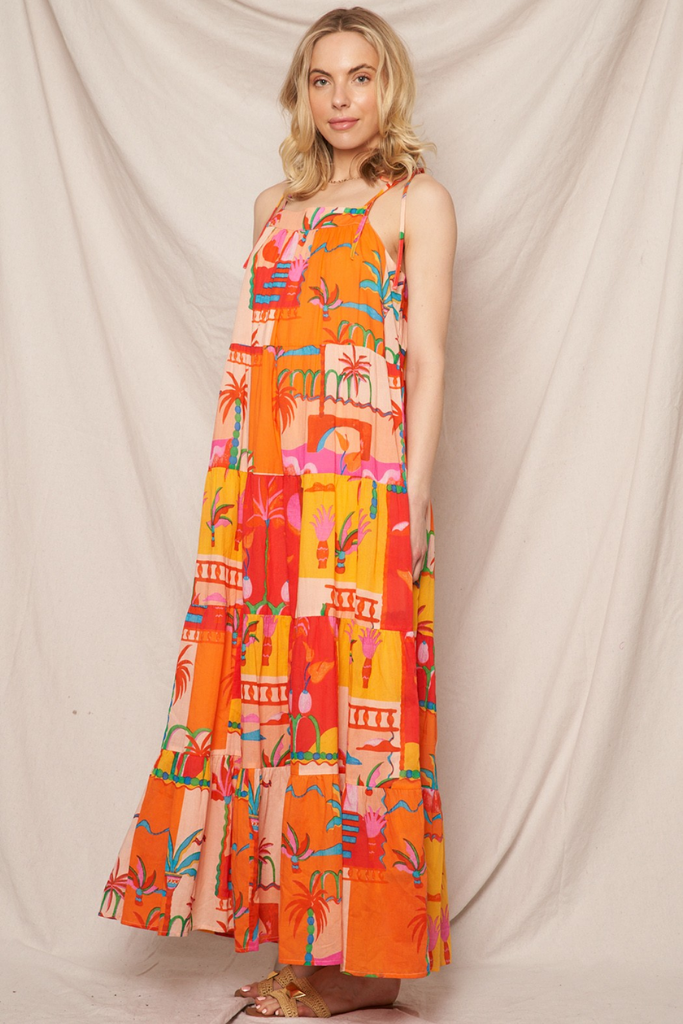 Zoey Tropical Print Maxi Dress