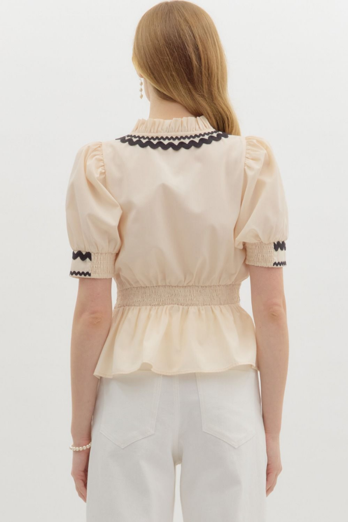 Sailor Zig Zag Trim Peplum Top