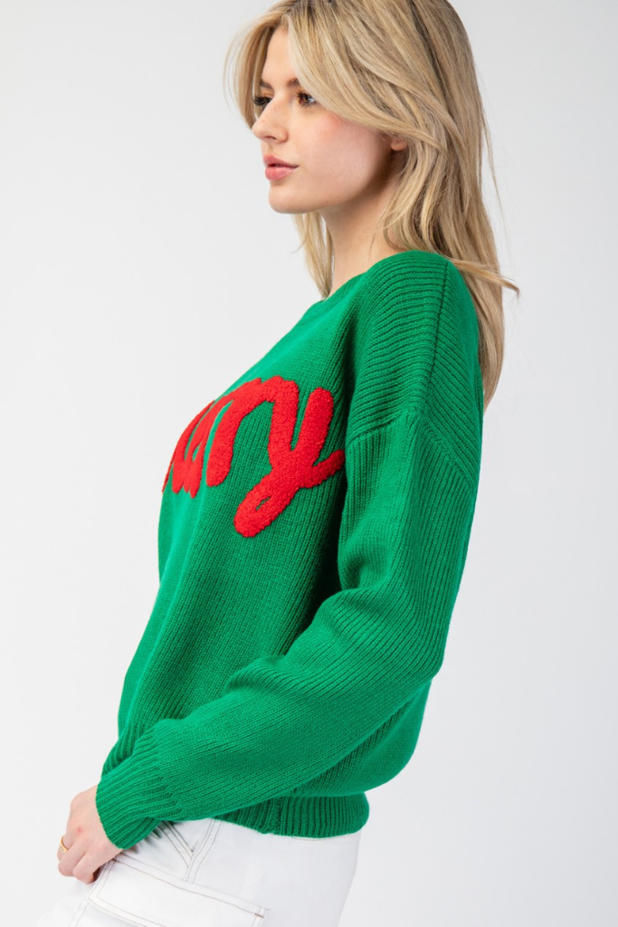 Very Merry Sweater In Hunter Green