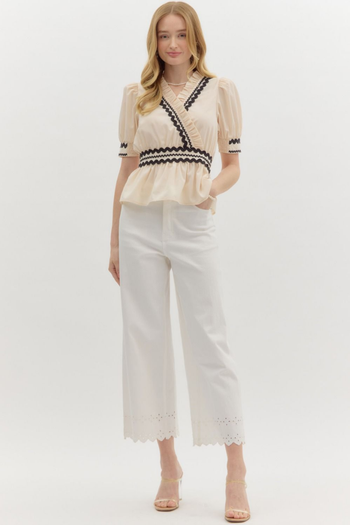 Sailor Zig Zag Trim Peplum Top