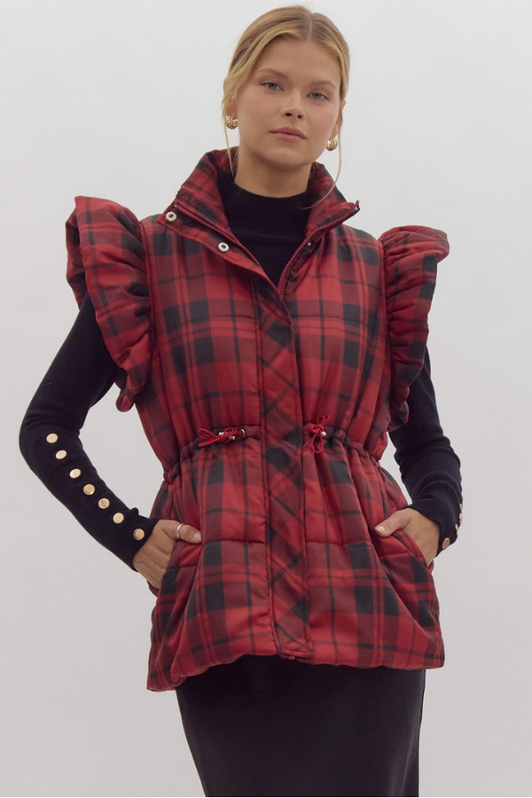 Holly Plaid Puffer Vest