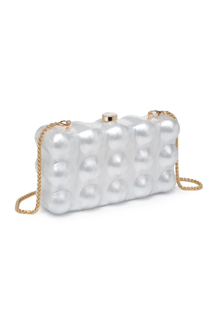 Waverly Acrylic Clutch in Ivory