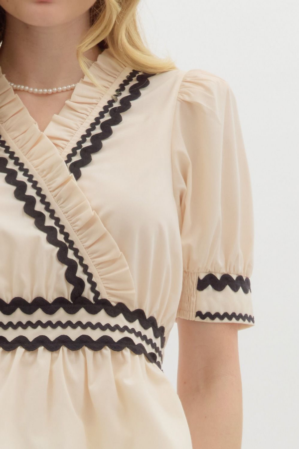 Sailor Zig Zag Trim Peplum Top