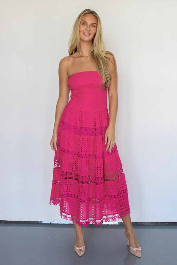 Safe Haven Midi Dress in Fuchsia