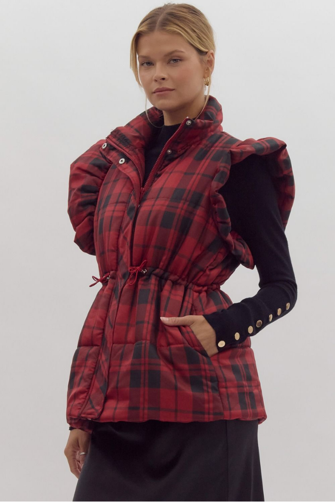 Holly Plaid Puffer Vest