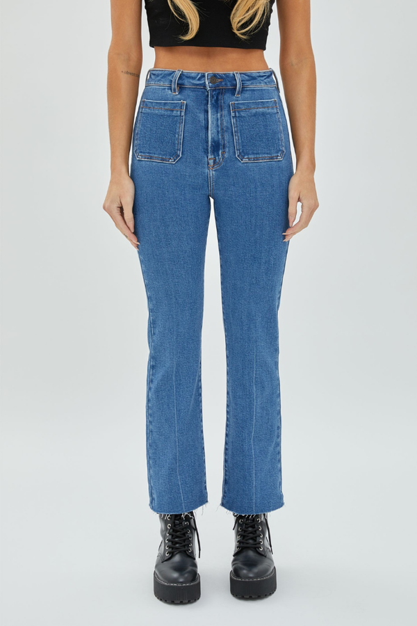 Happi Crop Flare Jean in Medium Dark