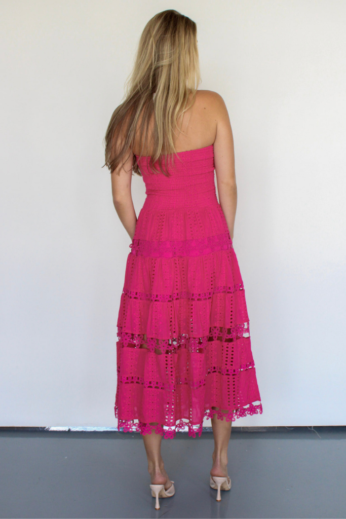 Safe Haven Midi Dress in Fuchsia