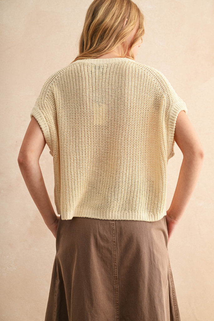 Maggie Cap Sleeve Sweater in Cream
