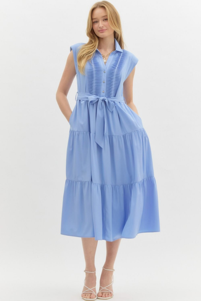 Suzanne Sleeveless Midi Dress in Chambray