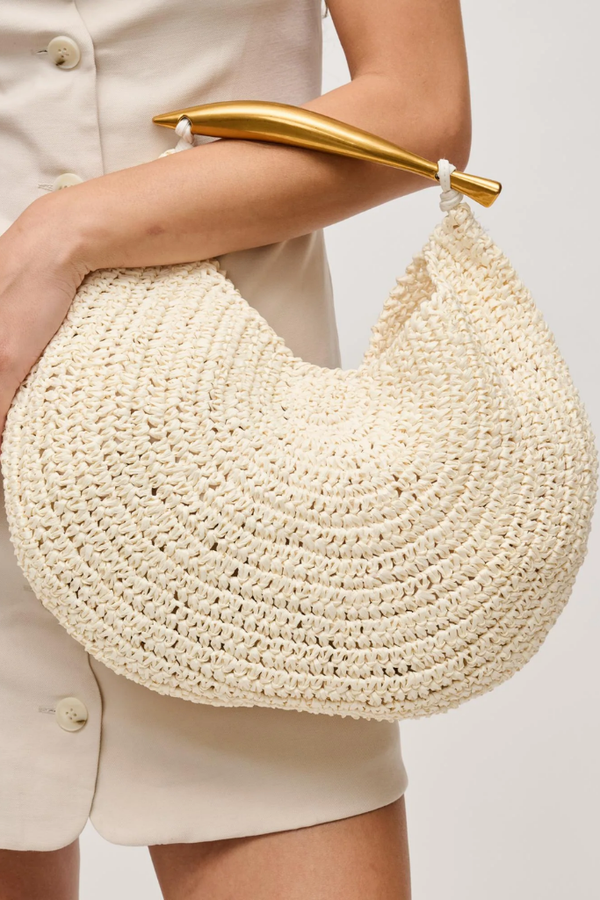 Brielle Crochet Crossbody Handbag in Ivory