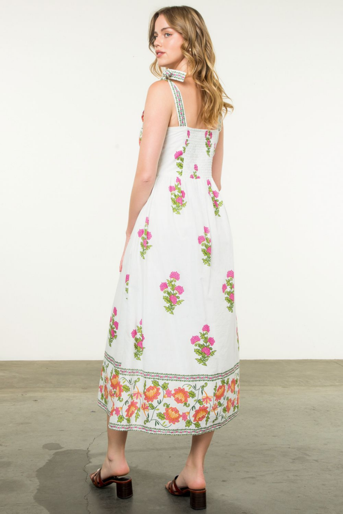 Aria Sleevless Floral Tiered Midi Dress