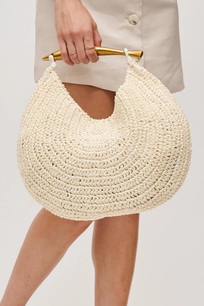 Brielle Crochet Crossbody Handbag in Ivory