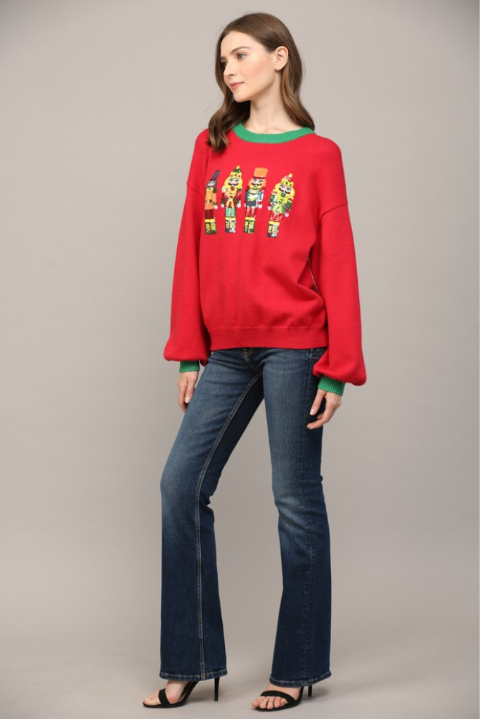 Nutcracker Sequin Pullover Sweater