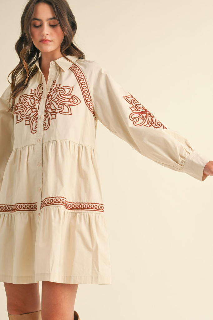 Going West Embroidered Mini Dress