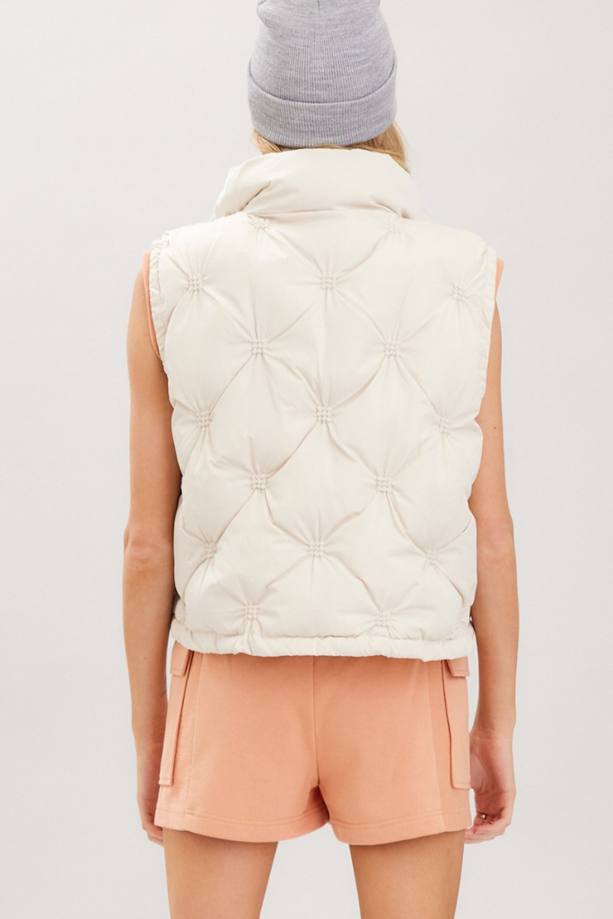 Sammy Quilted Puffer Vest in Beige