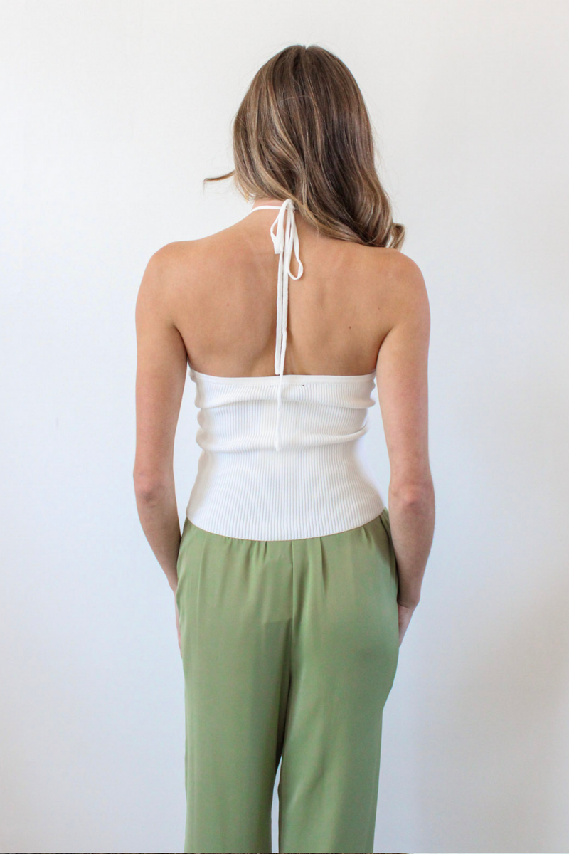 Checking In Twist Front Halter Top