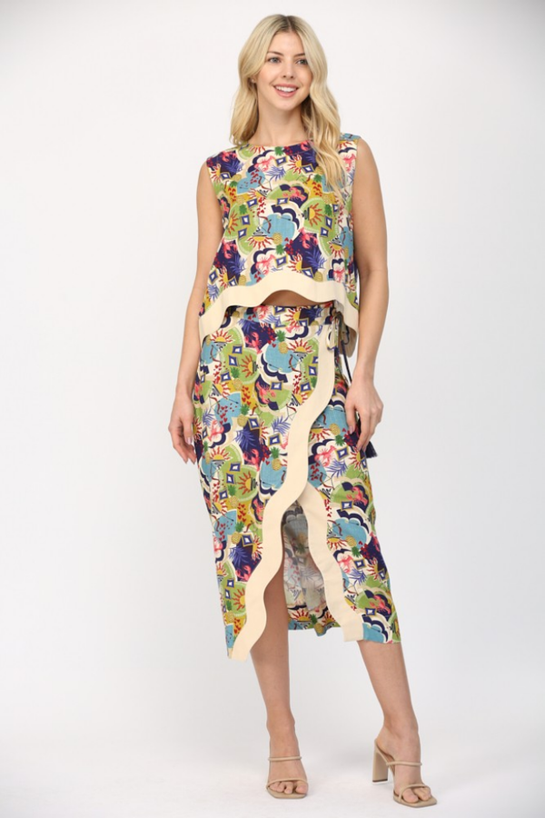 Norah Tropical Lobster Wrap Skirt