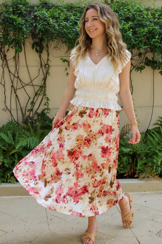 Strawberry Wine Midi Skirt