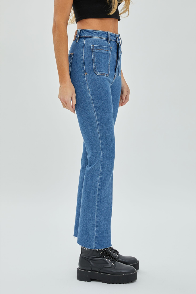 Happi Crop Flare Jean in Medium Dark