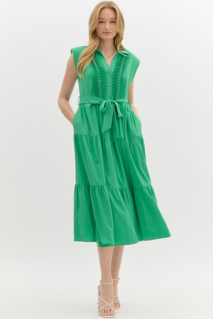 Suzanne Sleeveless Midi Dress in Green