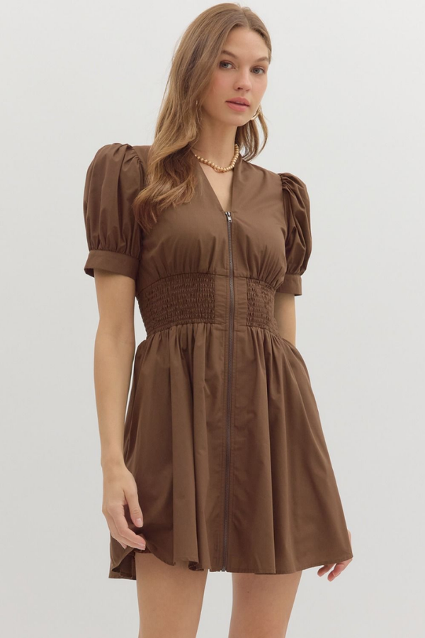 Elizabeth Zip Front Mini Dress