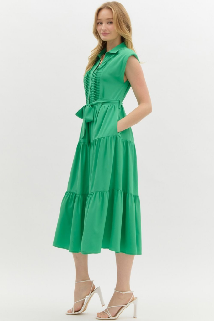 Suzanne Sleeveless Midi Dress in Green