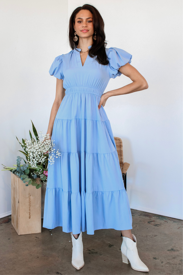 In The Clouds Puff Sleeve Maxi Dress