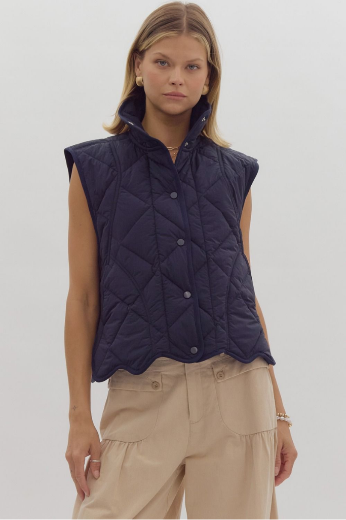 Ashlynn Lightweight Puffer Vest in Dark Navy