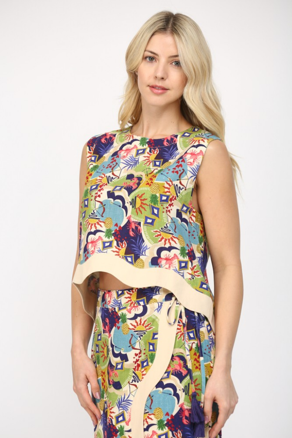 Norah Tropical Lobster Print Top