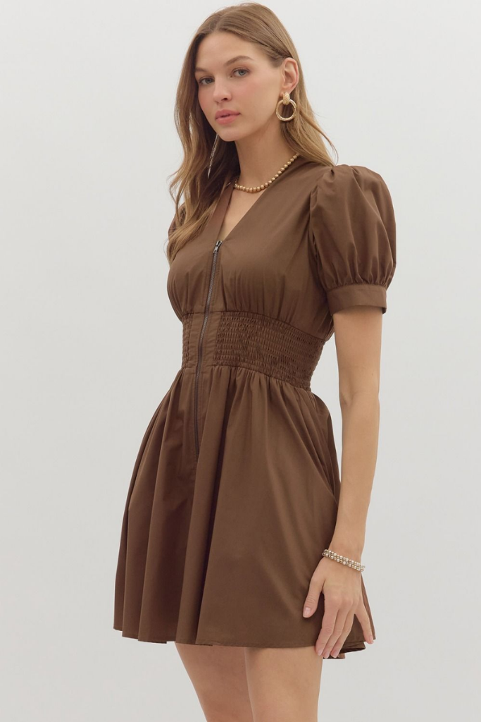 Elizabeth Zip Front Mini Dress