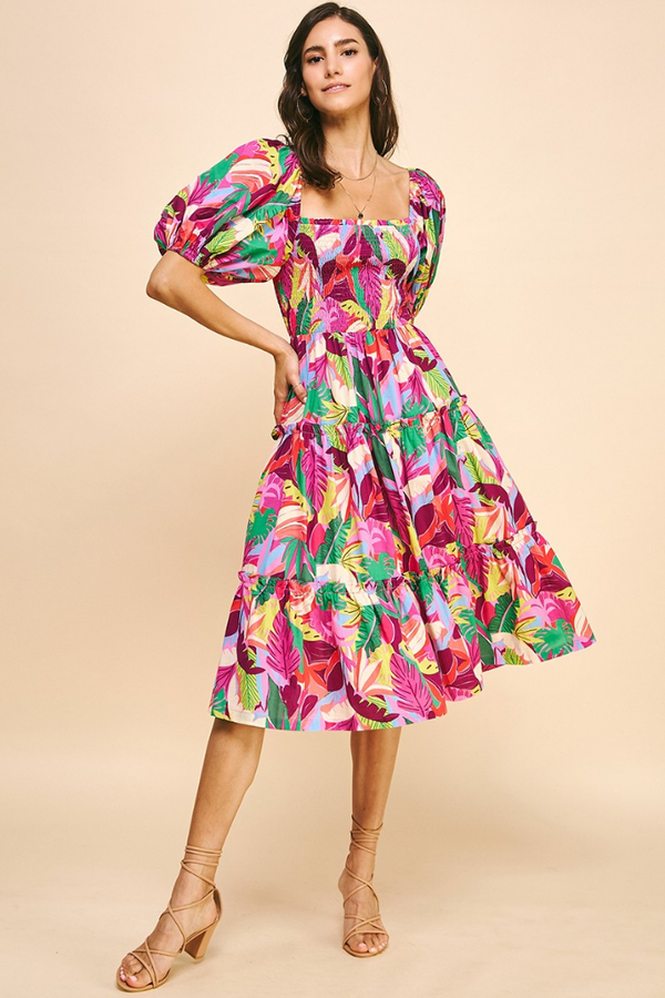 Camilla Smock Floral Midi Dress