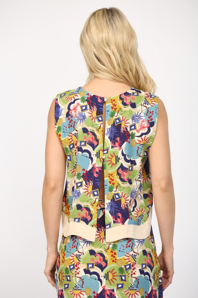 Norah Tropical Lobster Print Top