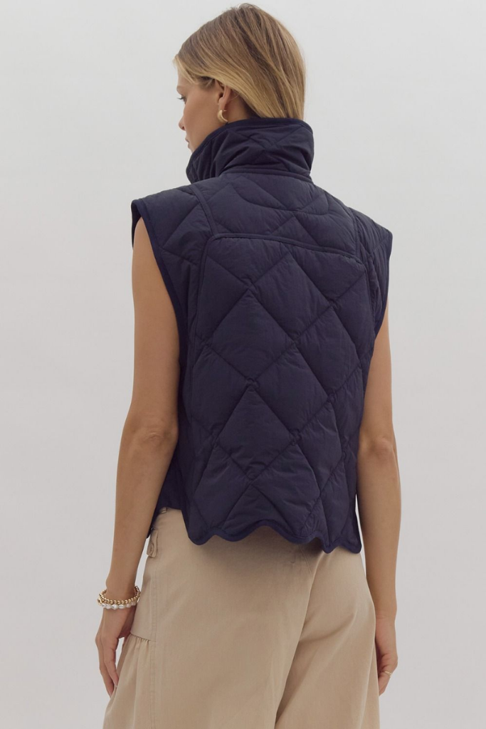 Ashlynn Lightweight Puffer Vest in Dark Navy