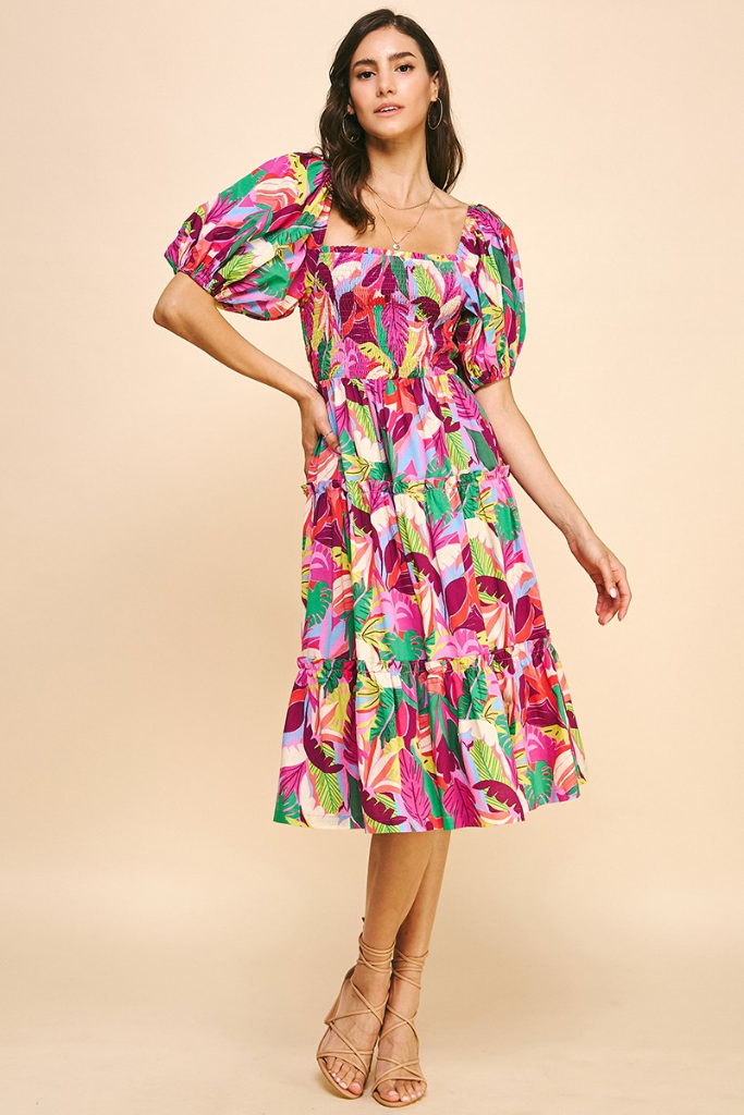 Camilla Smock Floral Midi Dress