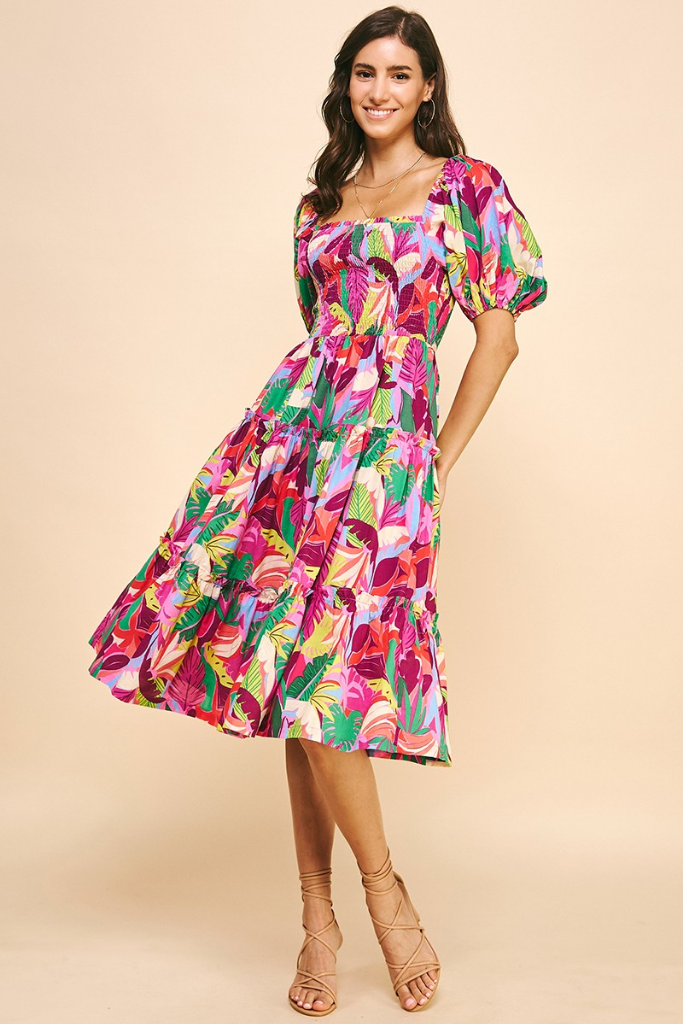 Camilla Smock Floral Midi Dress