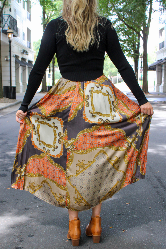 Fireheart Satin Midi Skirt