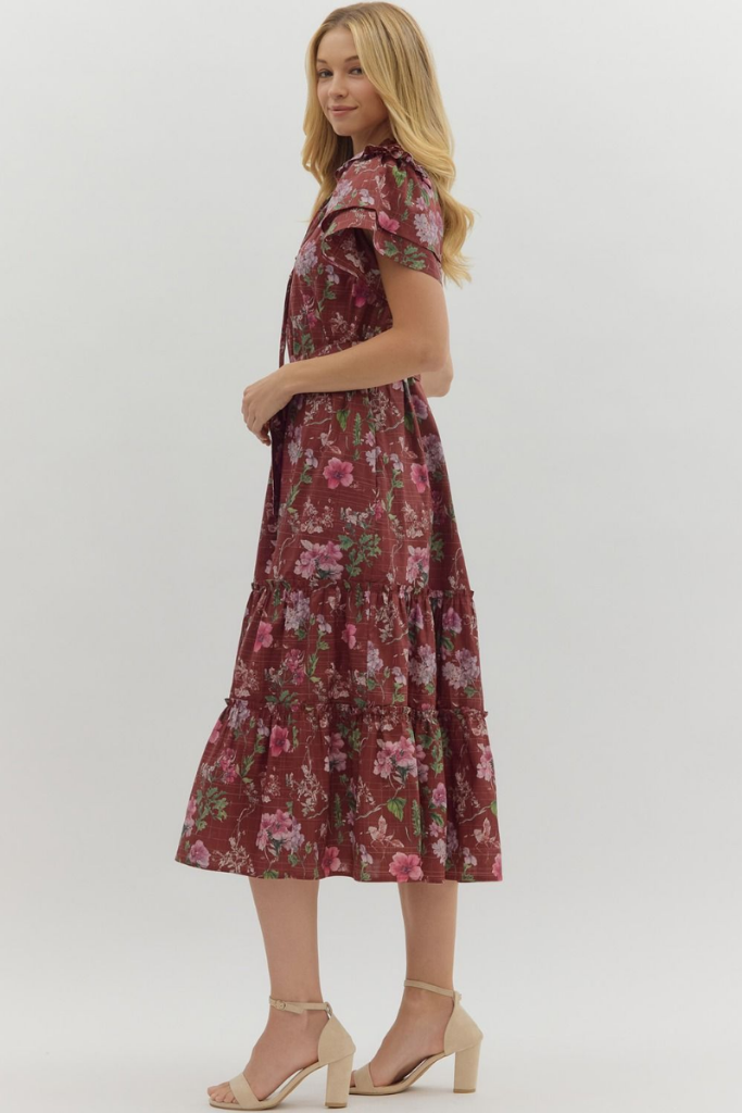 Madeleine Floral Tie Sash Midi Dress