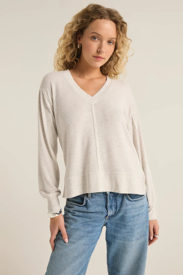 Wilder Cloud V Neck Sweater in Light Oatmeal by Z Supply