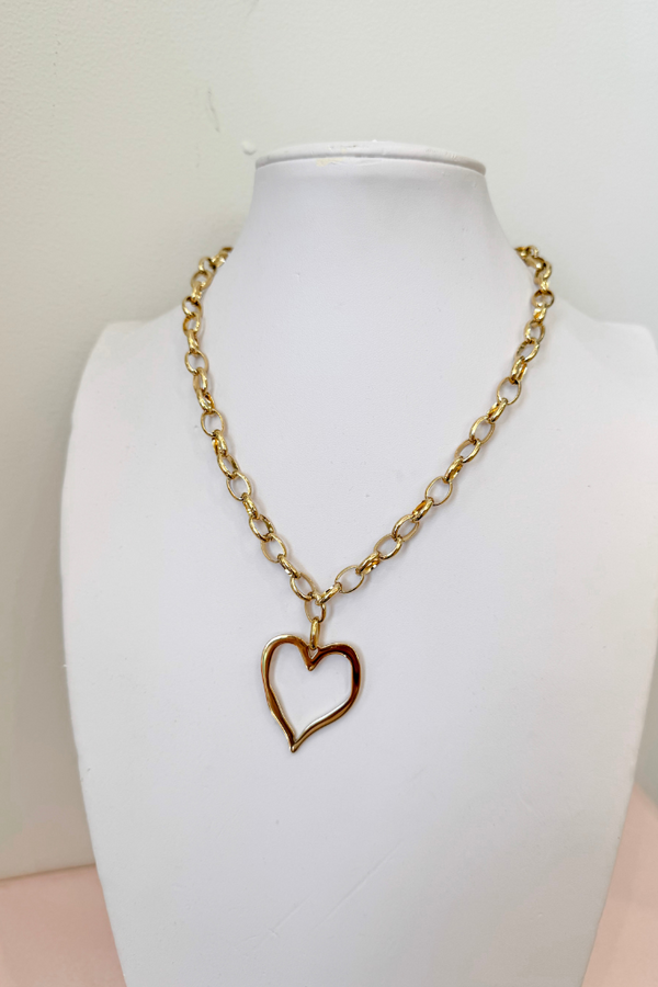 Open Heart Drop Necklace
