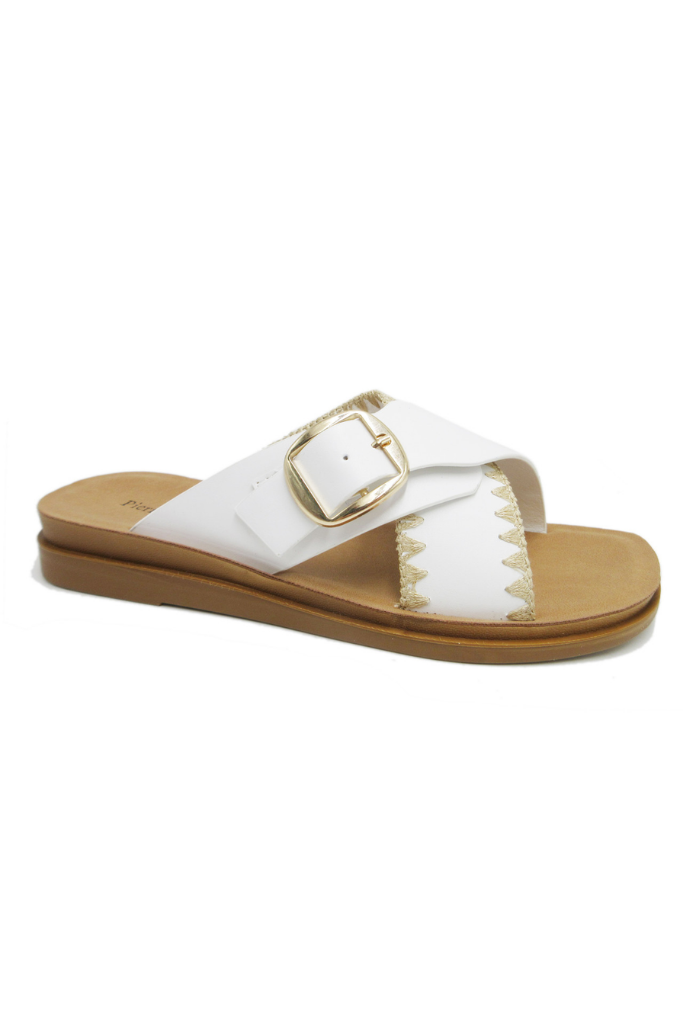 Caliso Criss Cross Sandal in White