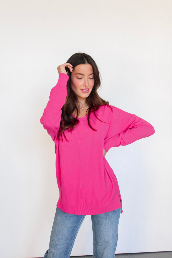 We're Dreaming Sweater in Electric Pink