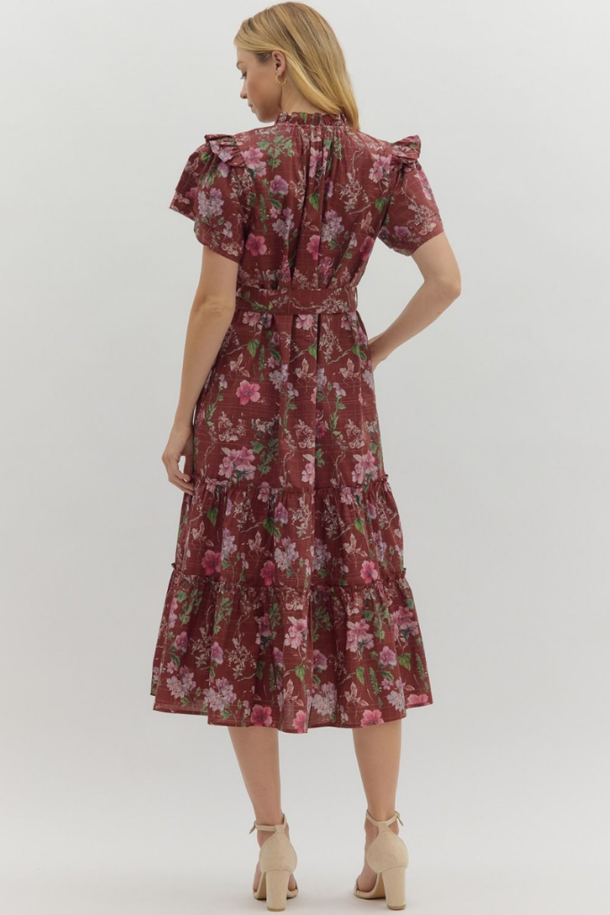 Madeleine Floral Tie Sash Midi Dress