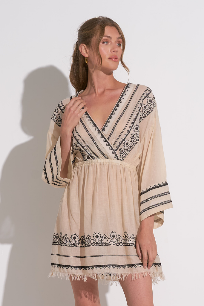 Leia Gauze Long Sleeve Mini Dress