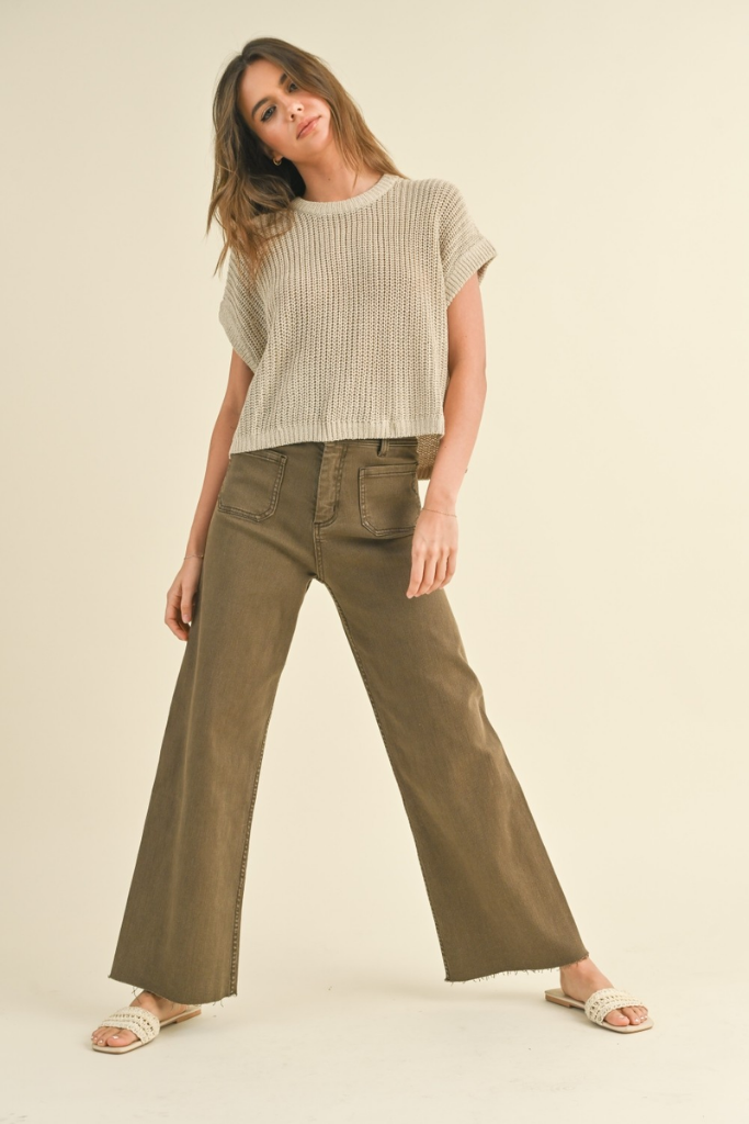 Maggie Cap Sleeve Sweater in Stone
