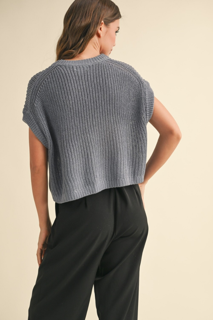 Maggie Cap Sleeve Sweater in Denim Blue