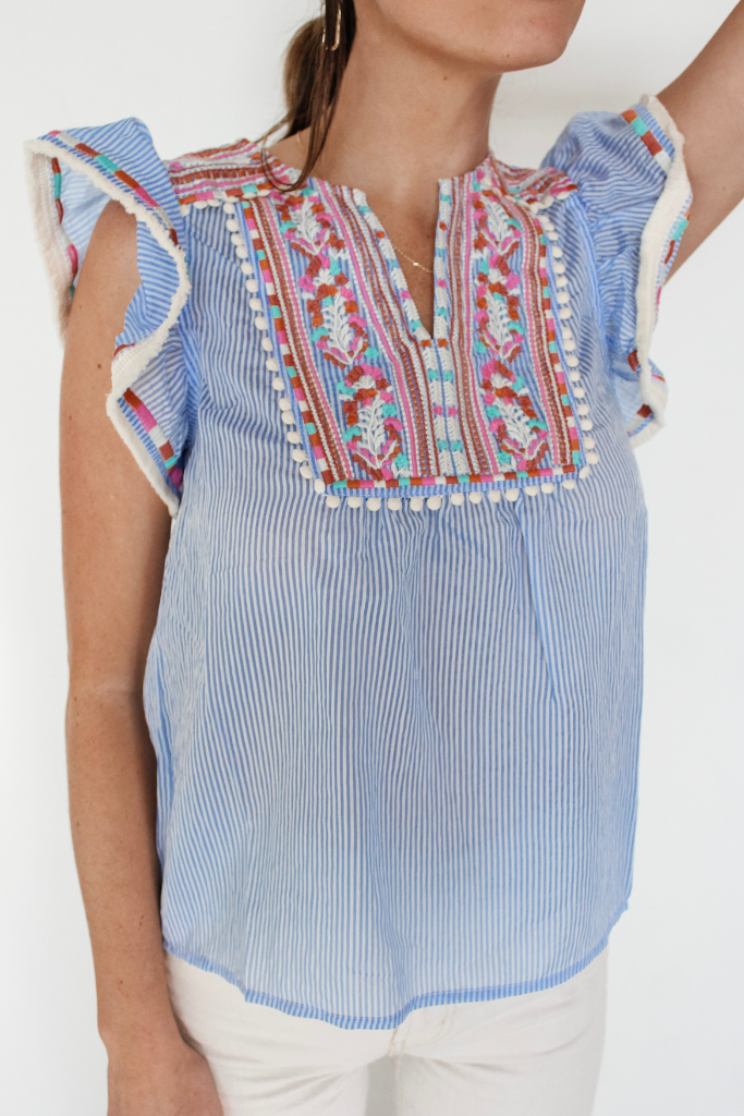 Seaside Charm Embroidered Blouse
