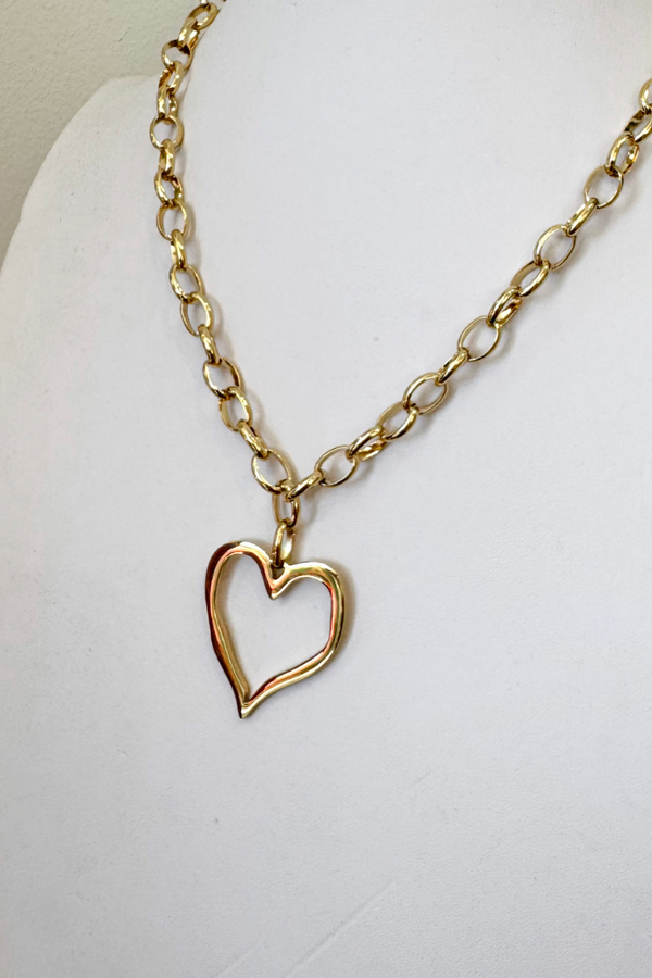 Open Heart Drop Necklace